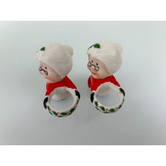Vintage Set of 2 Mrs Claus Taper Candle Hugger Christmas Holiday Decoration Cute - Picture 11 of 14